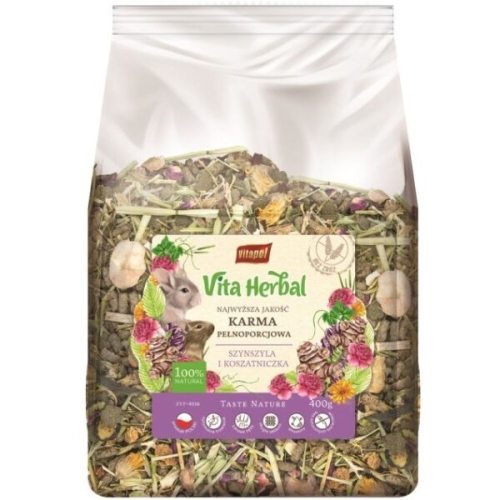 KARMA PEŁNOPORCJOWA DLA SZYNSZYLI I KOSZATNICZKI VITA HERBAL GRAMATURA 400G