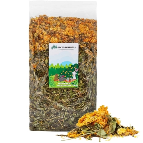MIESZANKA PODSTAWOWA DLA KRÓLIKÓW I GRYZONI FACTORYHERBS GRAMATURA 500G